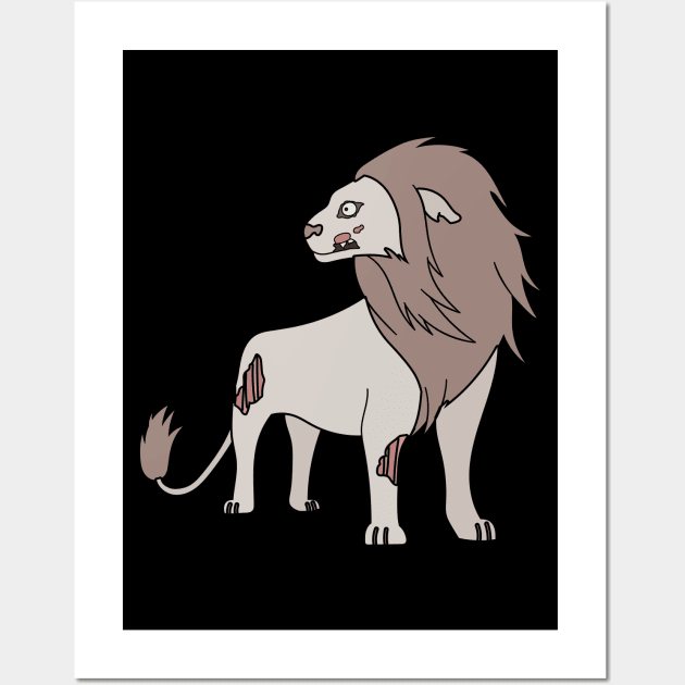 Zombie Lion Cartoon // Funny Halloween Zombie Wall Art by SLAG_Creative